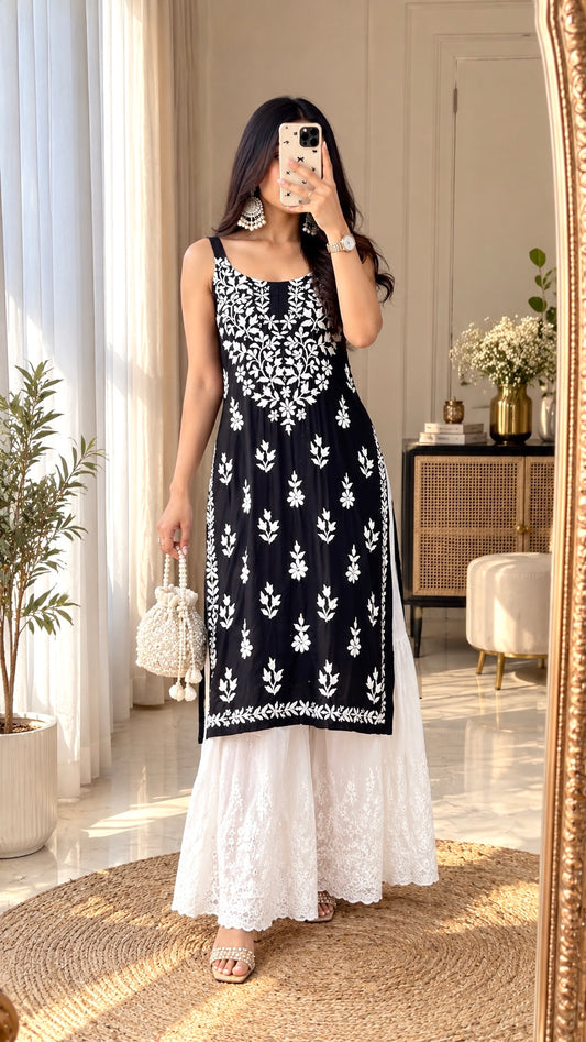 Swati's Black Aliya Noor Slit Kurta