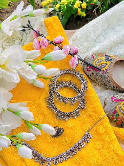 Vibrant Yellow Gulnaz Embroidered Kurta
