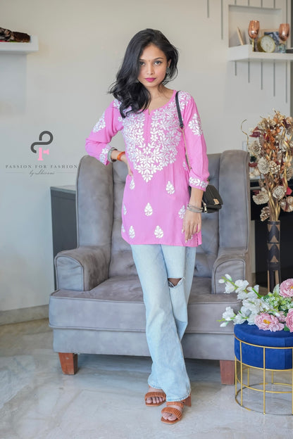 Blush Pink Rooh Short Chikan Kurta