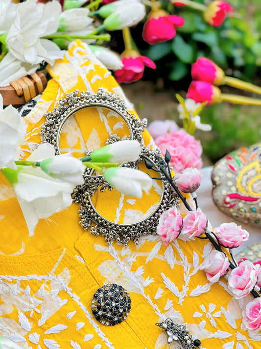 Amber Yellow Anokhi Mul Chikan Kurta