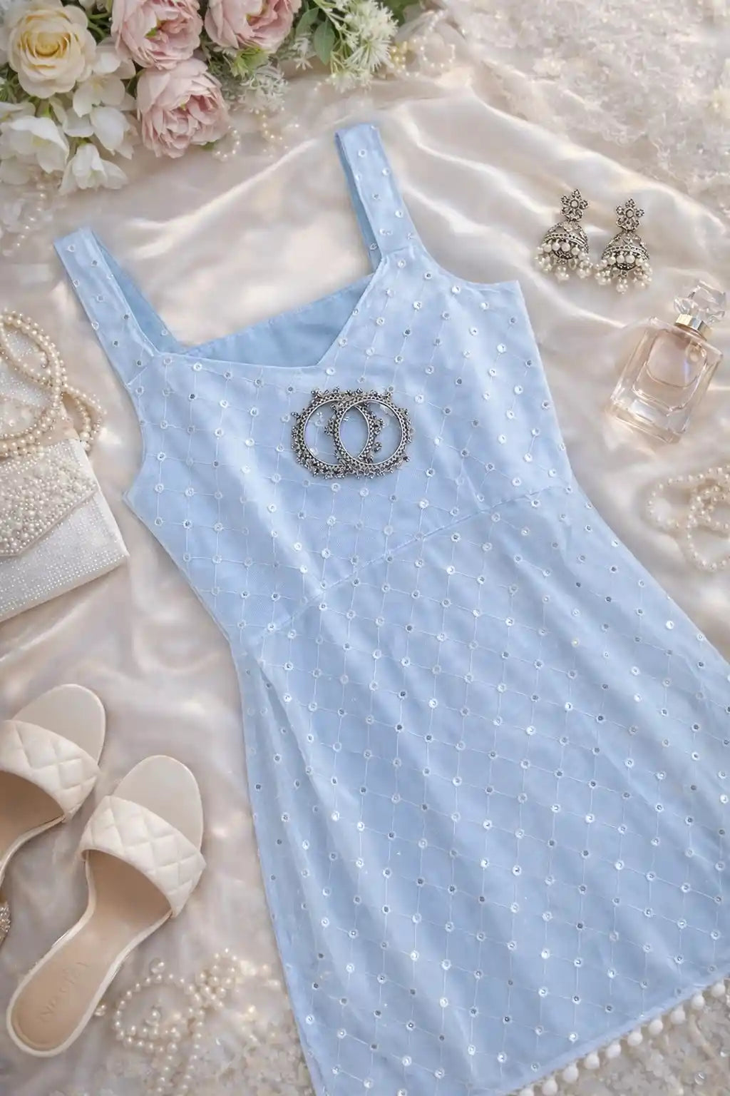 Whimsical White Mirror Gulnaz Kurta