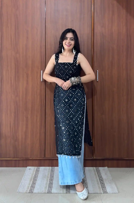 Santoshi’s Black Embroidered Gulnaz Kurta