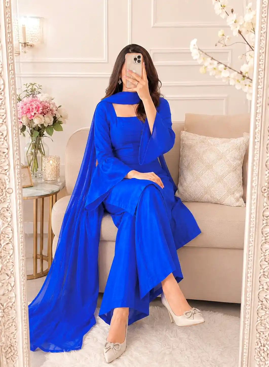 Royal Blue Solid Gulnaz Suit Set