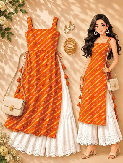 Blush Lehriya Mulmul Gulnaz Kurta