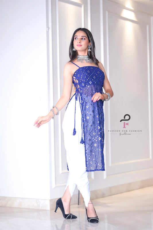 Rosebloom Blue Dori Gulnaz Kurta