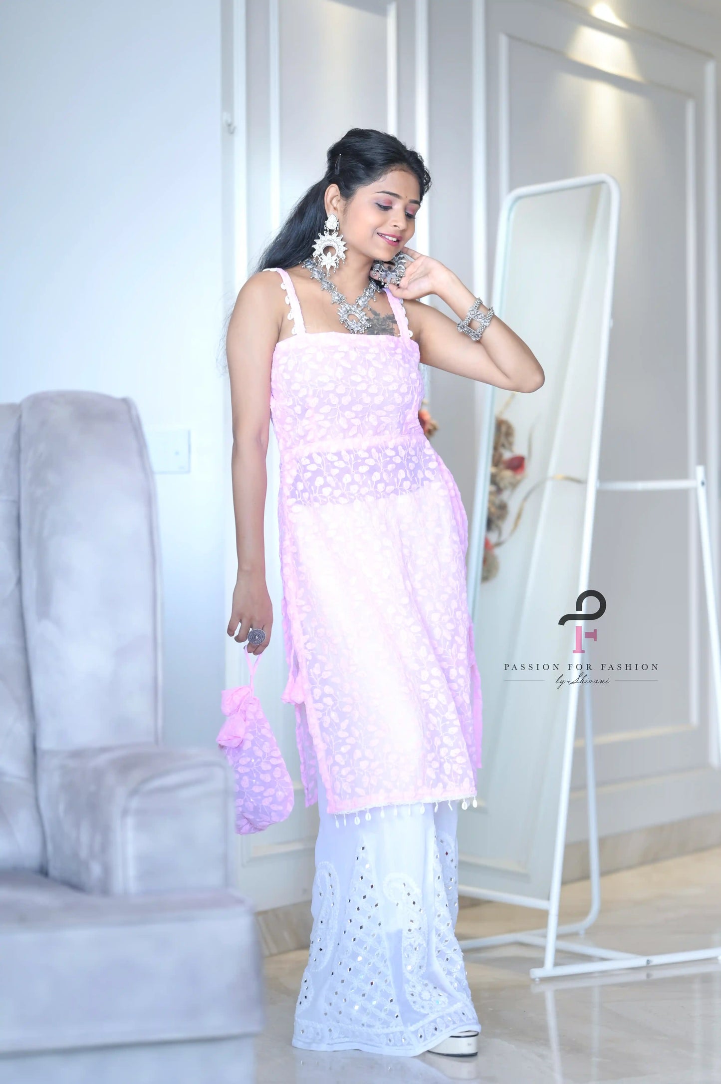 Blossom Shell Embroidered Gulnaz Kurta