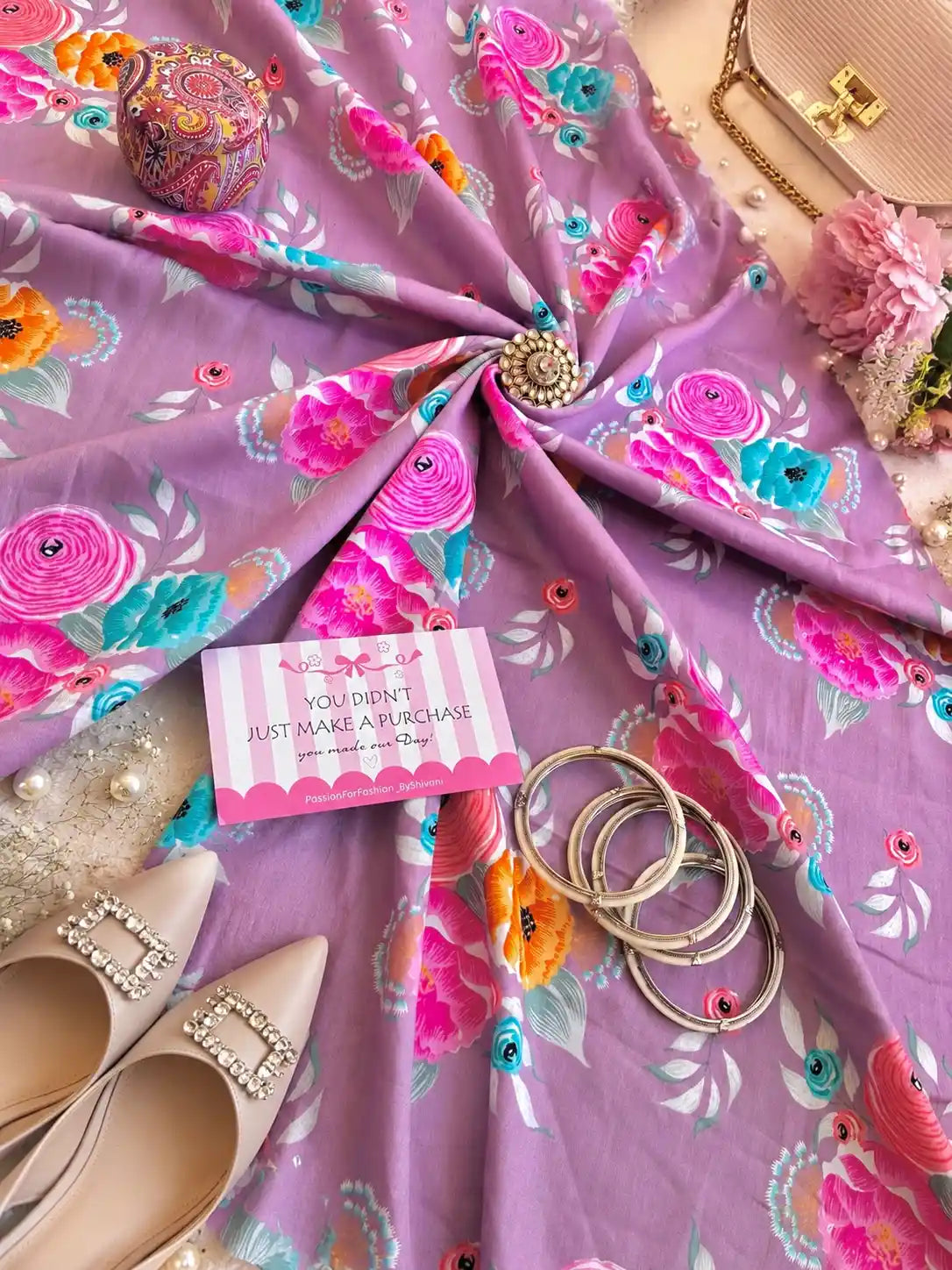 Lavender Blossom Printed Cord Set