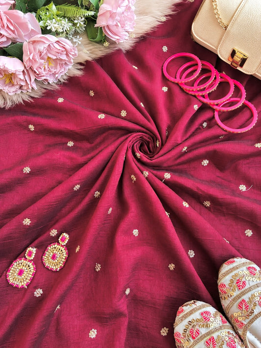 Premium Maroon Wine Fancy Fabric Material