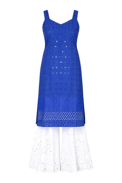 Rosy Blue Gulnaz Embroidered Kurta