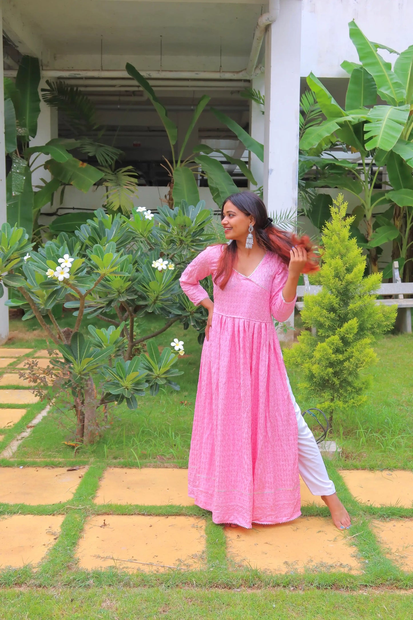 Blush Pink Gulnaz Slit Kurta Featuring "THE SHUKLA SISTERS"