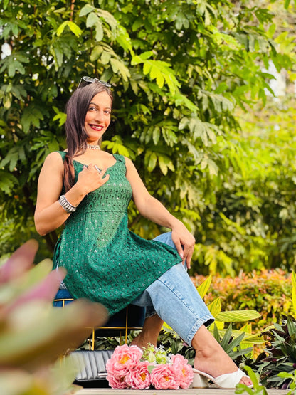 Zelen Green Sequence Gulnaz Kurta