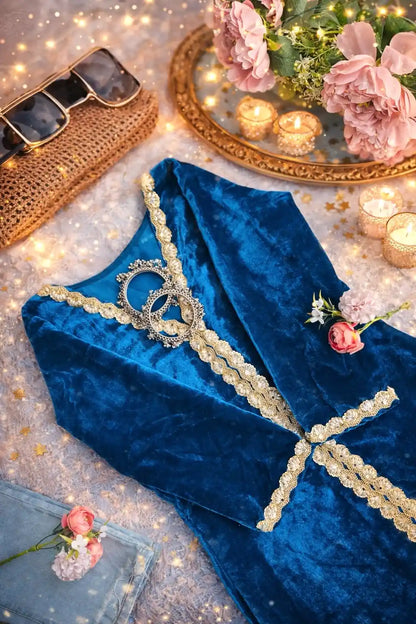 Midnight Embroidered Velvet Kurti