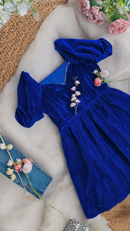 Royal Sapphire Velvet Dress