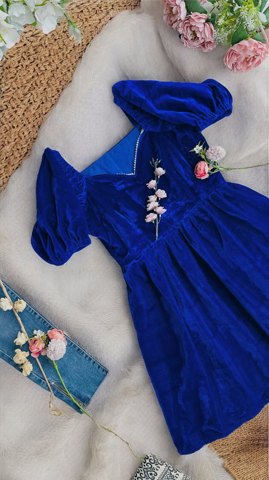 Royal Sapphire Velvet Dress