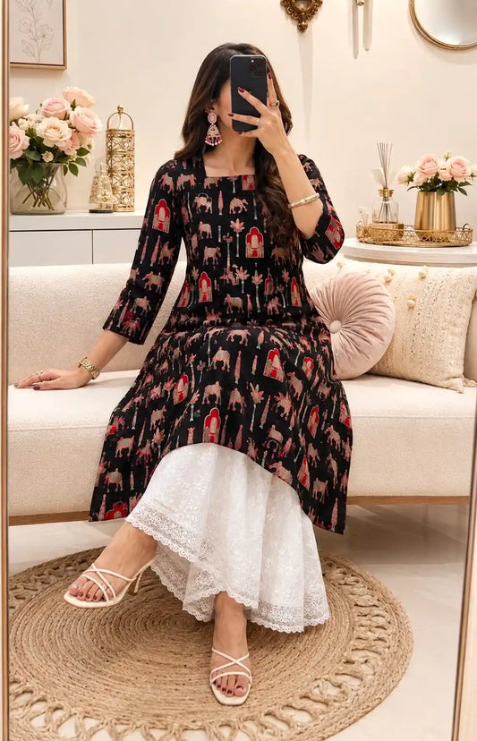 Black Worli Rangriti Budget Kurta