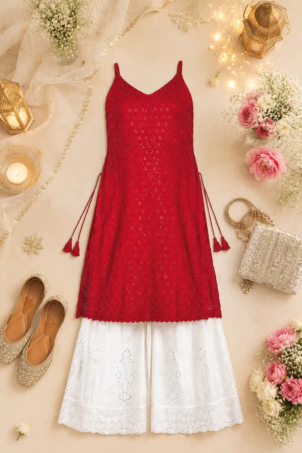 Swati's Scarlet Maroon Sequence Gulnaz Kurta