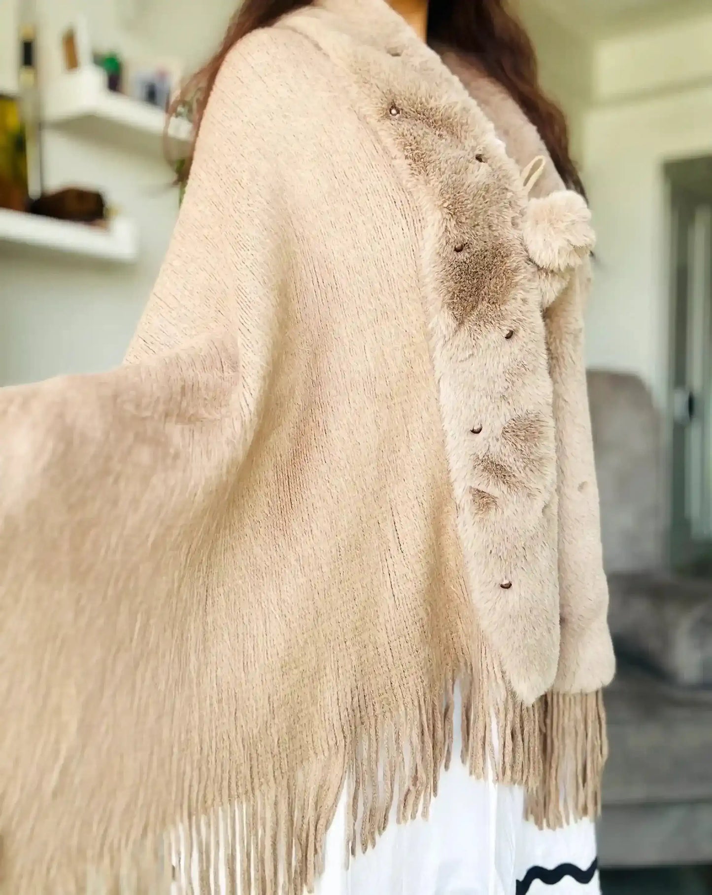 Soft Brown Fur Winter Cape