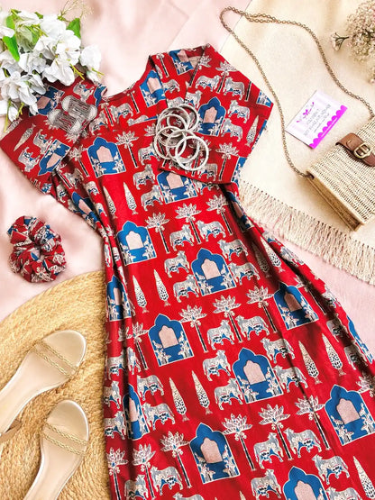 Maroon Worli Rangriti Budget Kurta
