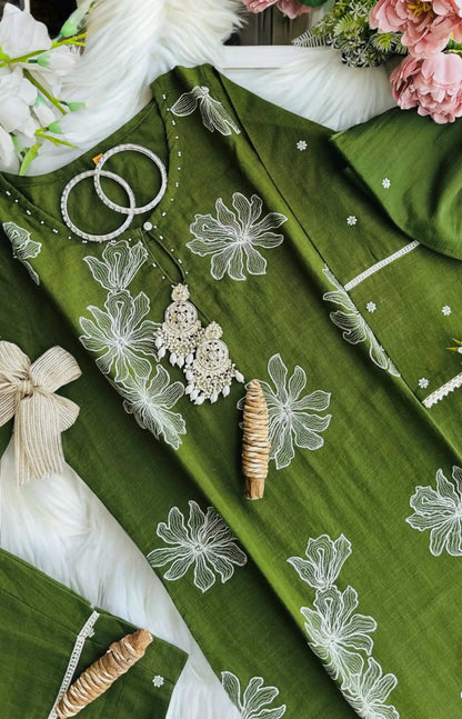 Green Embroidered Meher Set
