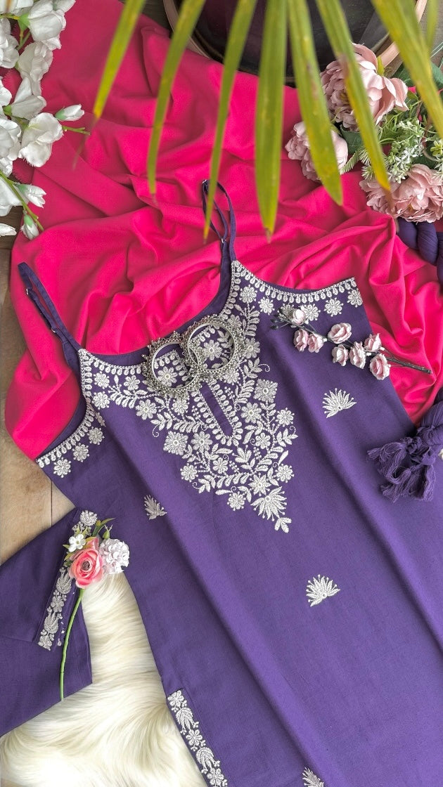 Purple Bliss Embroidered Meher Suit