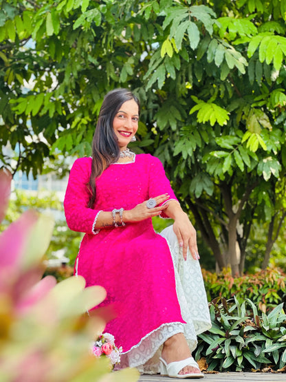 Luxe Pink Embroidered Gulnaz Kurta