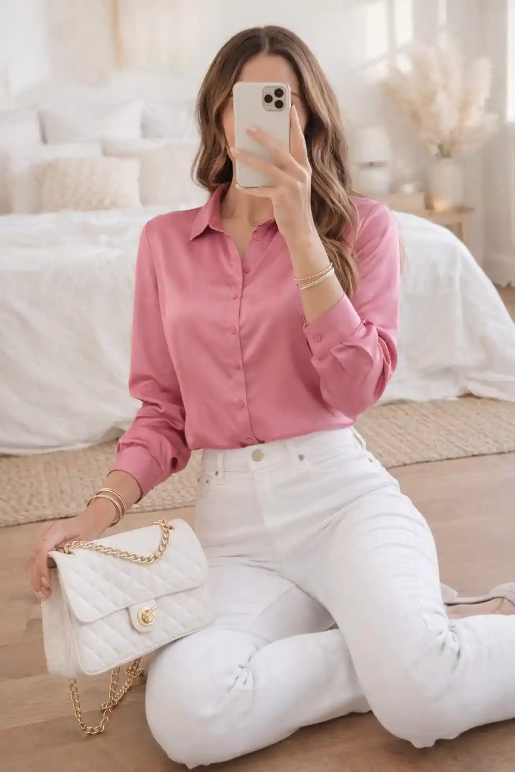 Blush Pink Satin Shirt