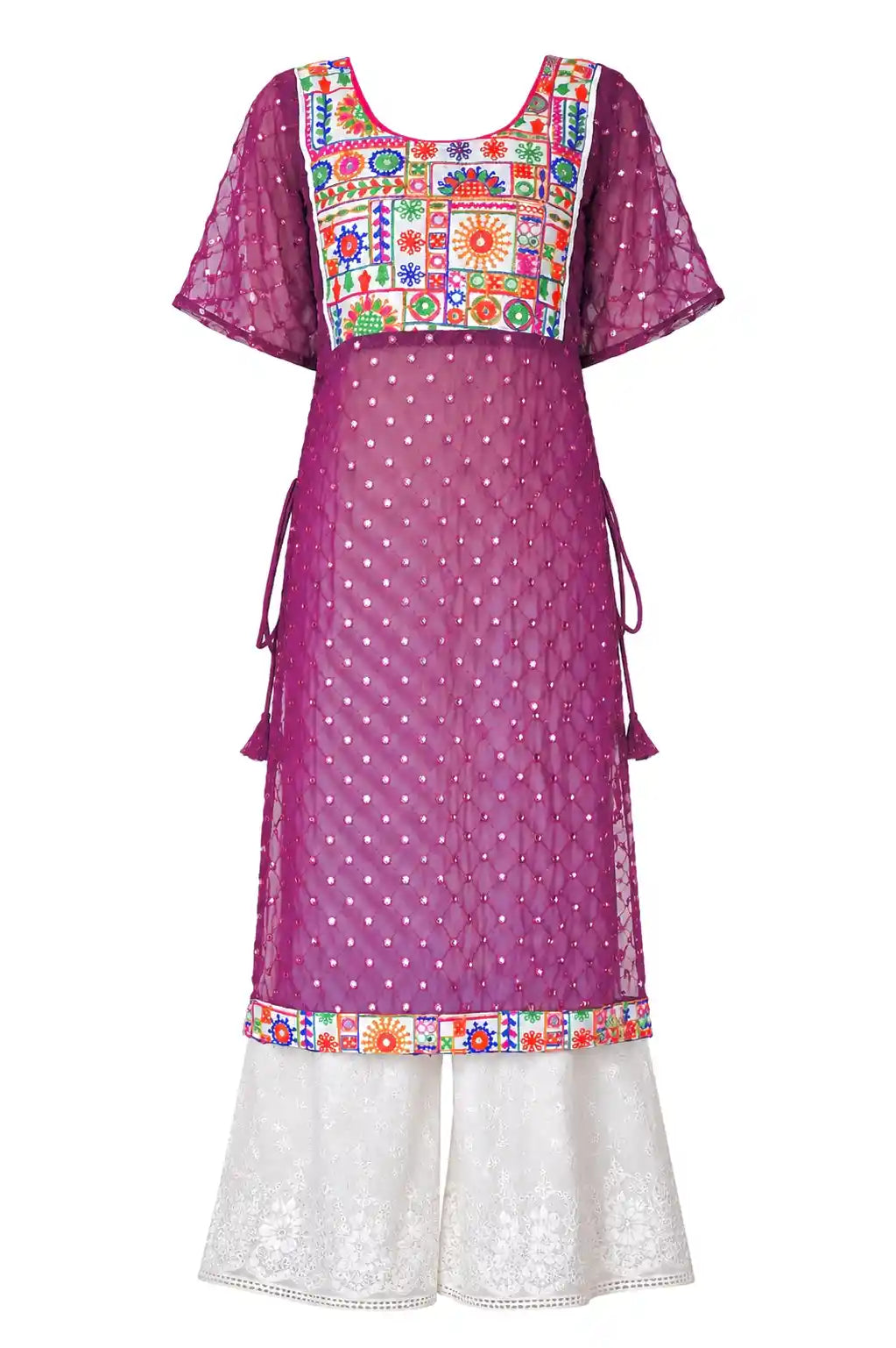 Plum Wine Kutchi Embroidered Gulnaz Kurta