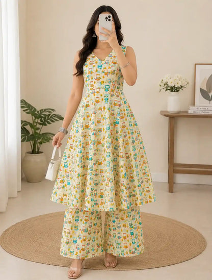 Meher Owly Print Ethnic Set