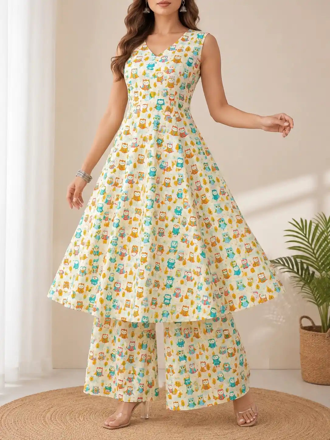 Meher Owly Print Ethnic Set