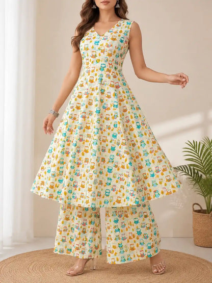 Meher Owly Print Ethnic Set