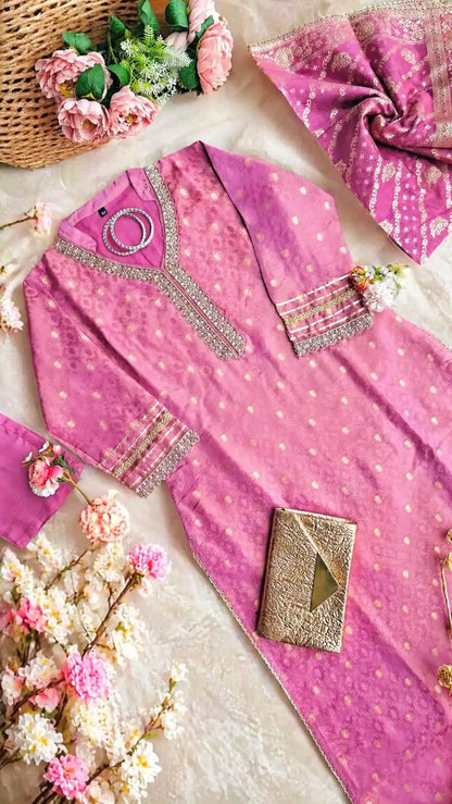 Orchid Pink Banarasi Suit Set