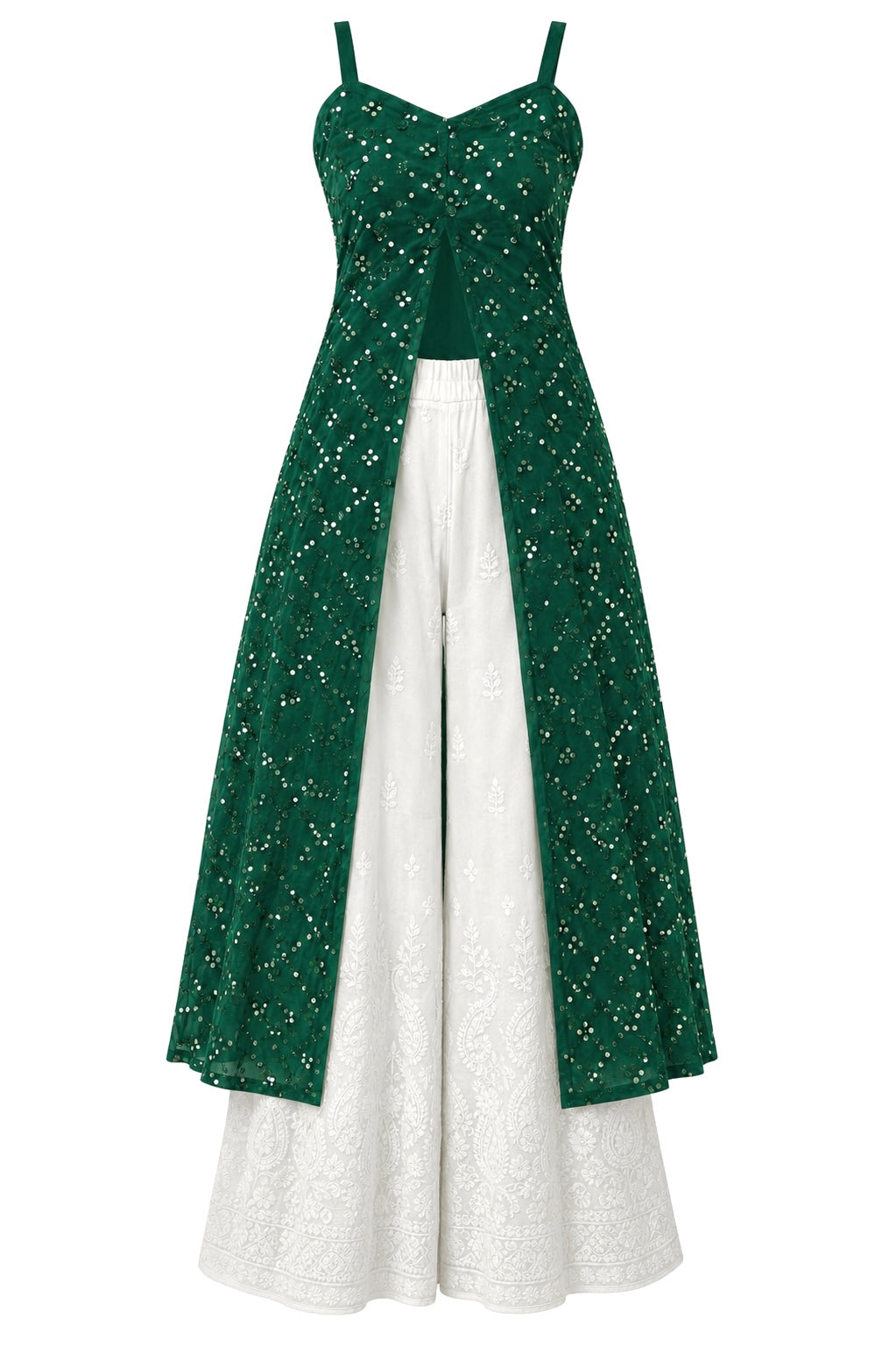 Shimmer Green Embellished Mirror Kurta