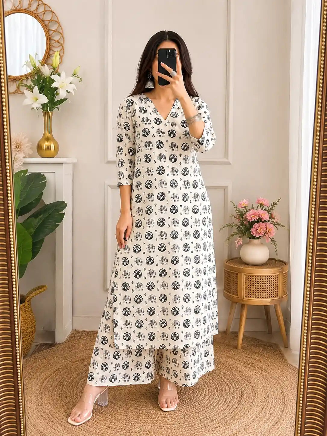 Meher Boho Elephant Print Ethnic Set