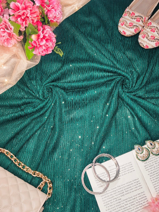 Luxury Emerald Green Sequin Embroidered Fabric Cut