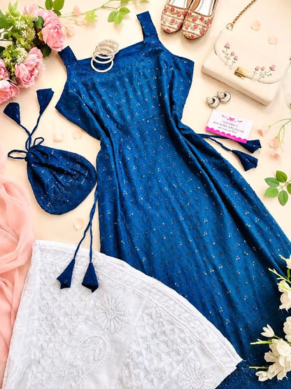 Asure Blue Sequence Gulnaz Kurta