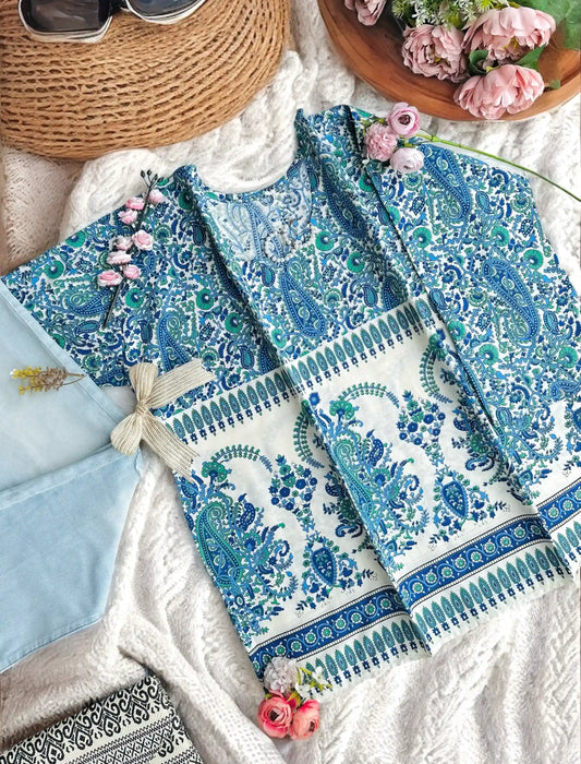 Jaipuri Blue Kairi Short Kurta