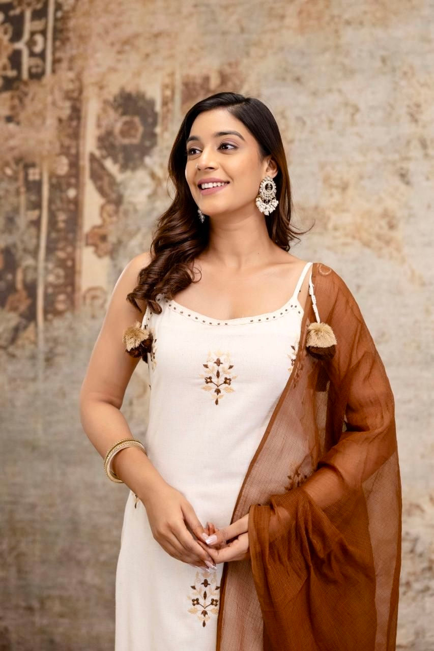 Brown Embroidered Meher Suit Set