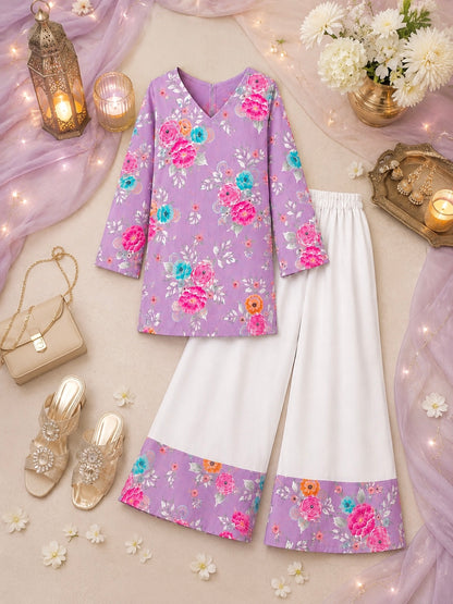 Lavender Blossom Printed Cord Set