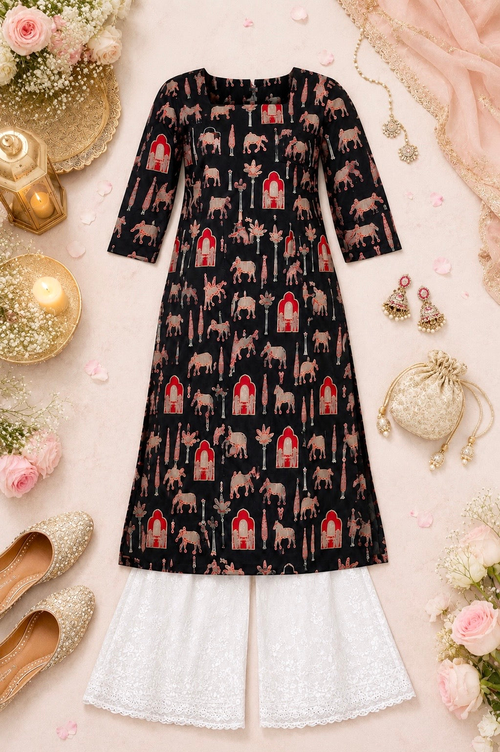 Black Worli Rangriti Budget Kurta