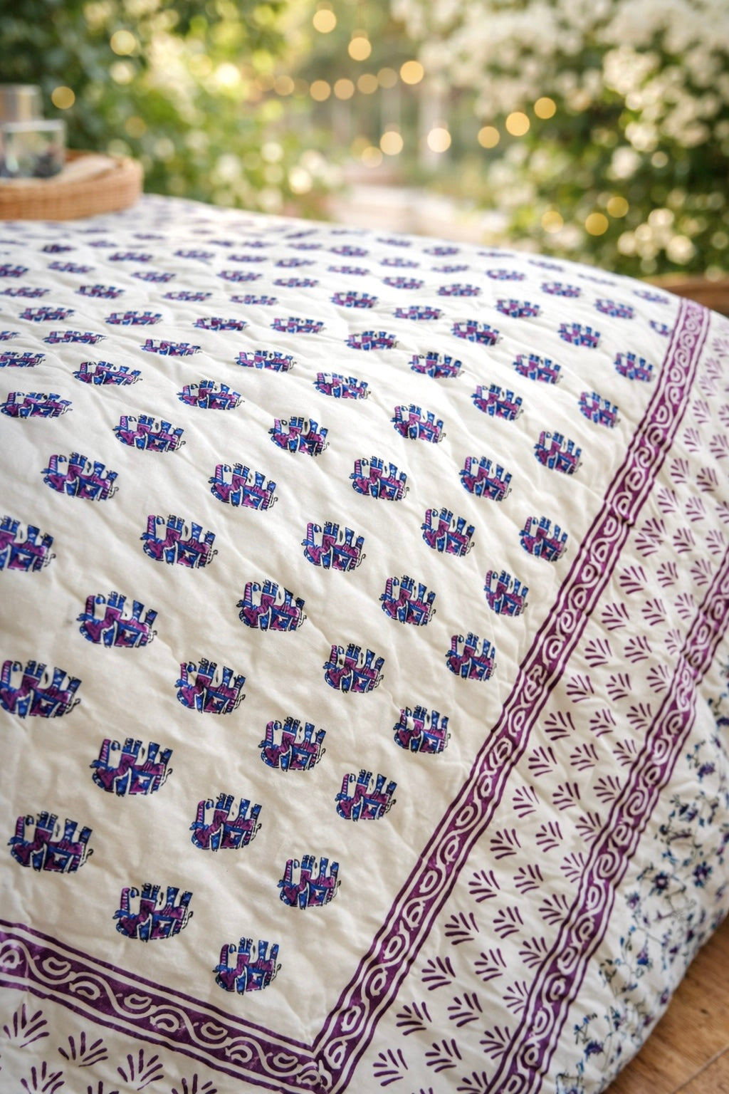 Reversible Jaipuri Block Cotton Quilt