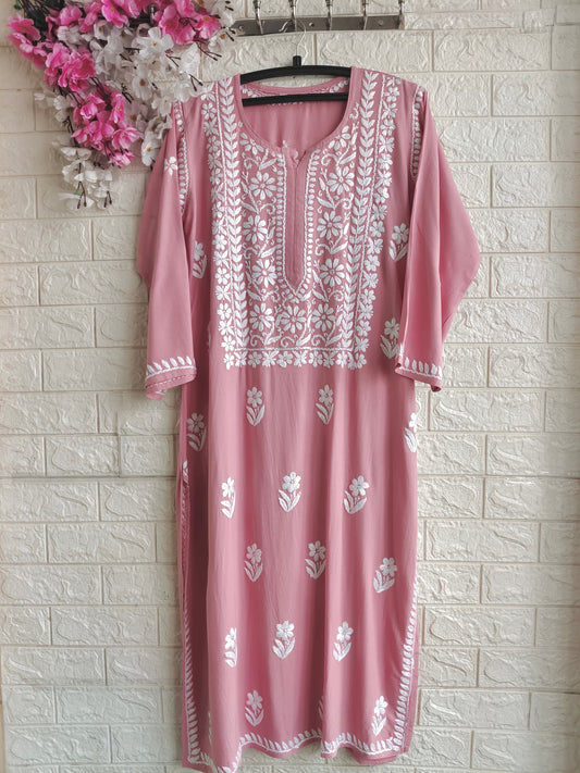 Noorani Peach Chikan Kurta