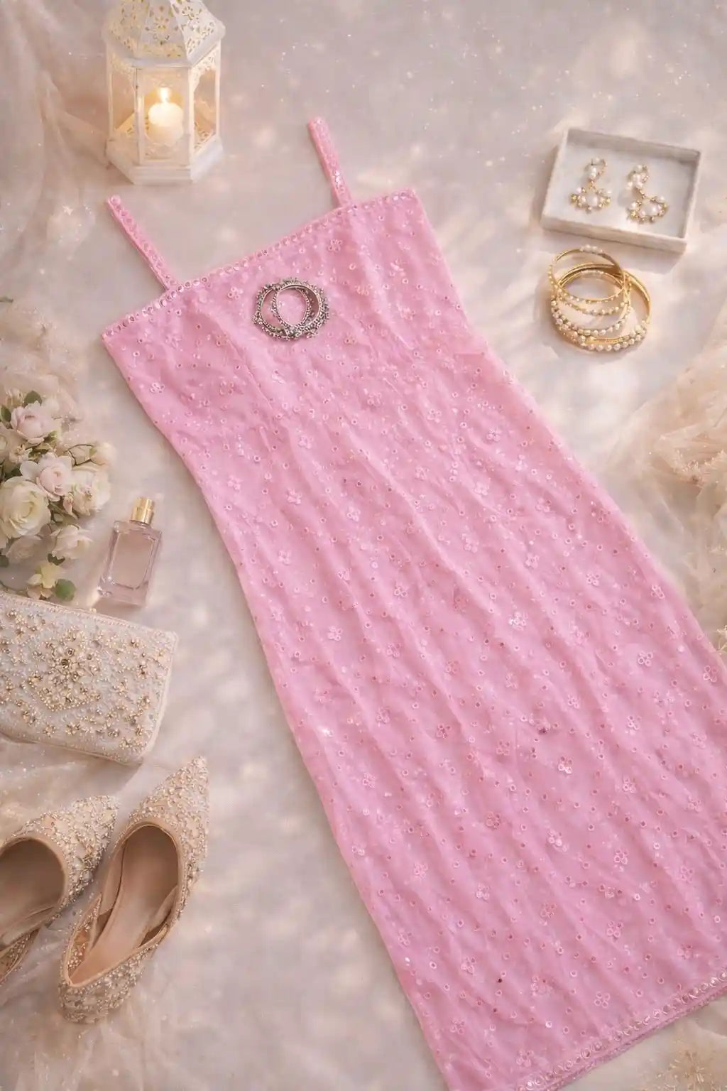 Chand Pink Mirror Gulnaz Kurta