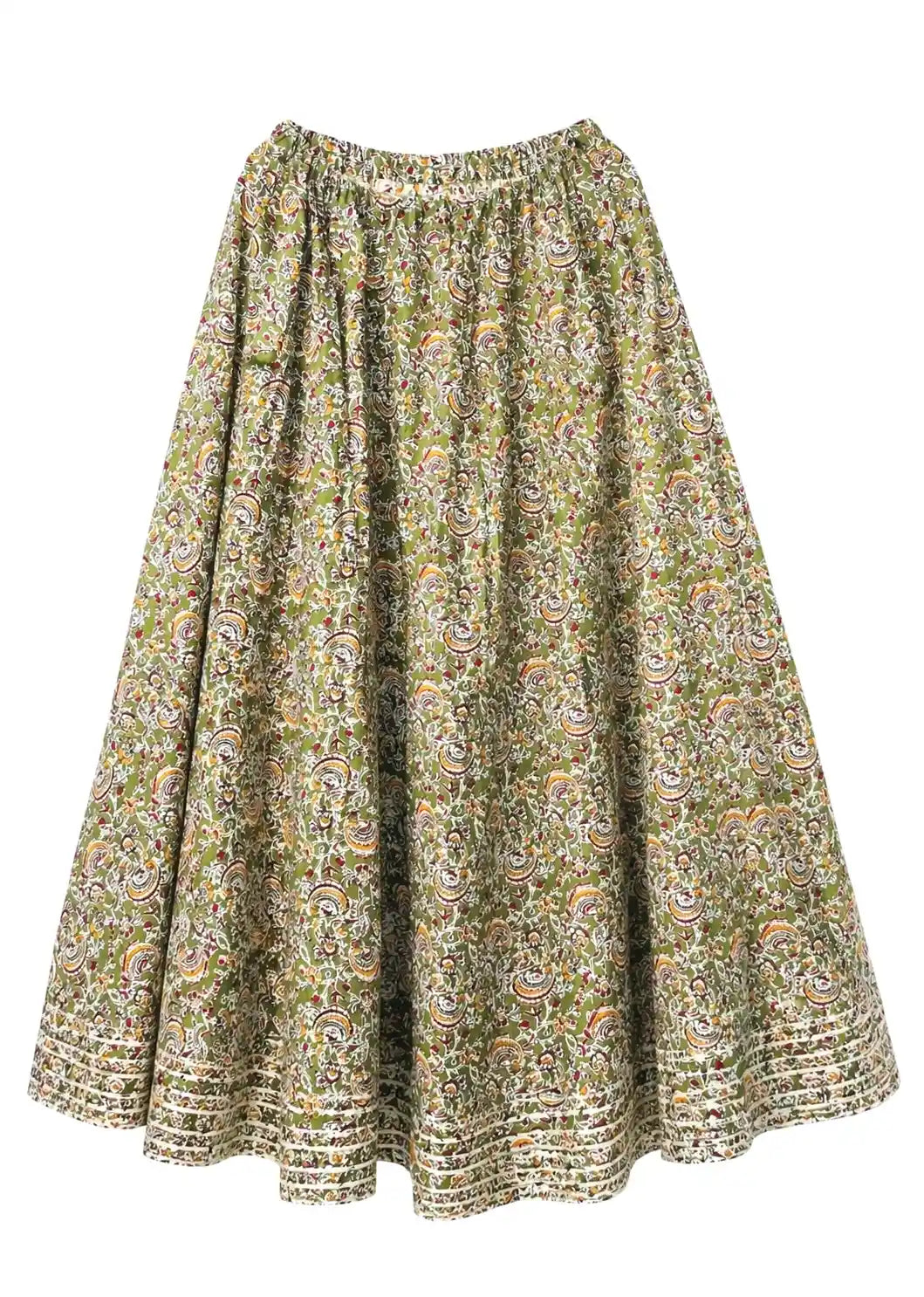 Green Kalamkari Jaipuri Twirl Skirt