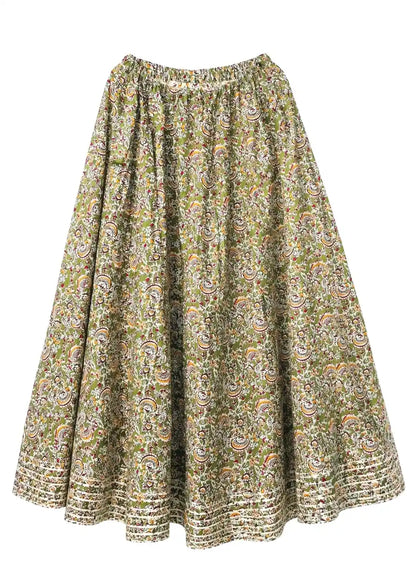 Green Kalamkari Jaipuri Twirl Skirt
