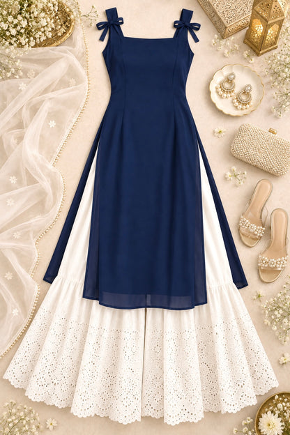 Royal Blue Georgette Gulnaz Kurta