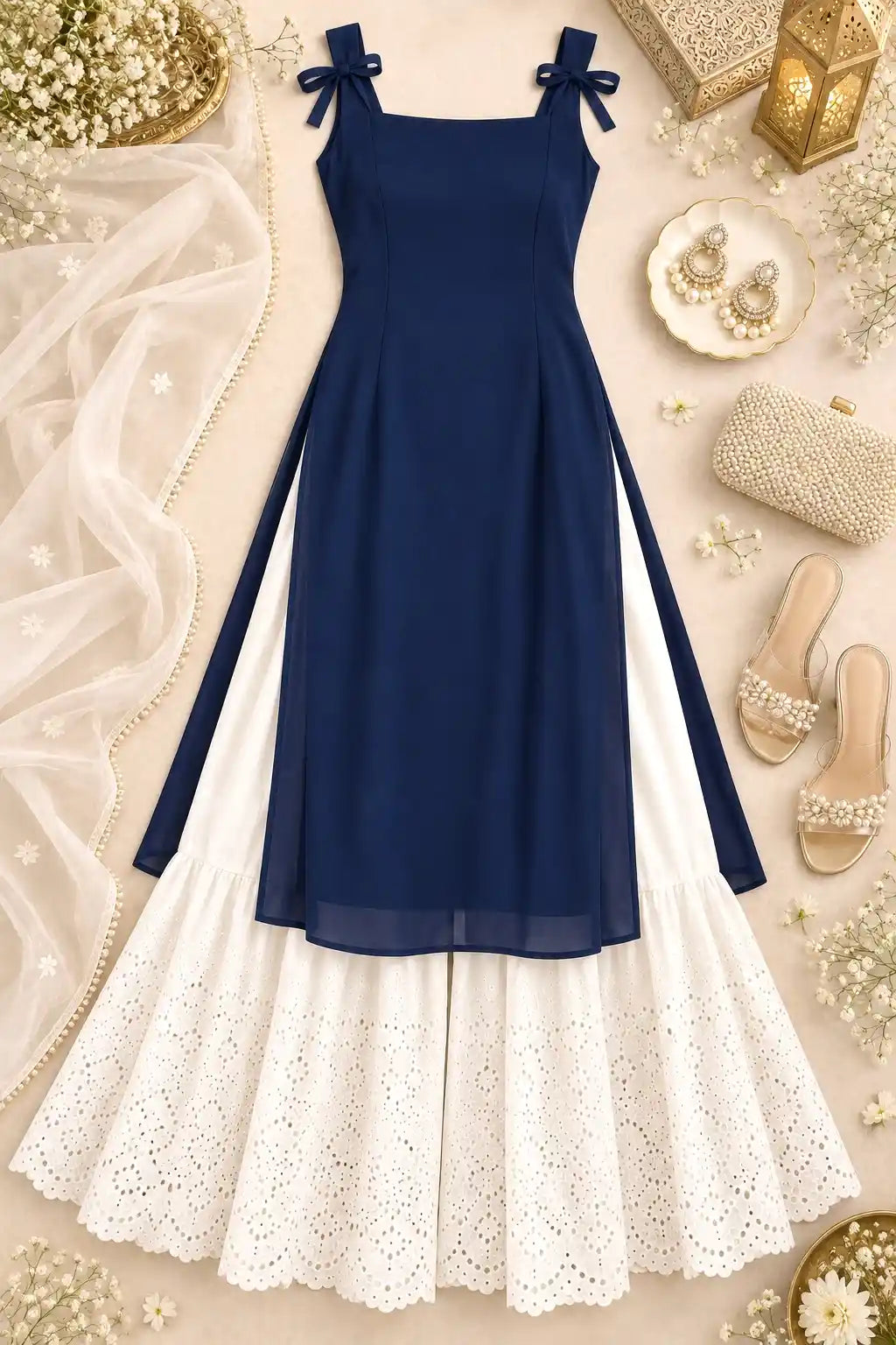 Royal Blue Georgette Gulnaz Kurta
