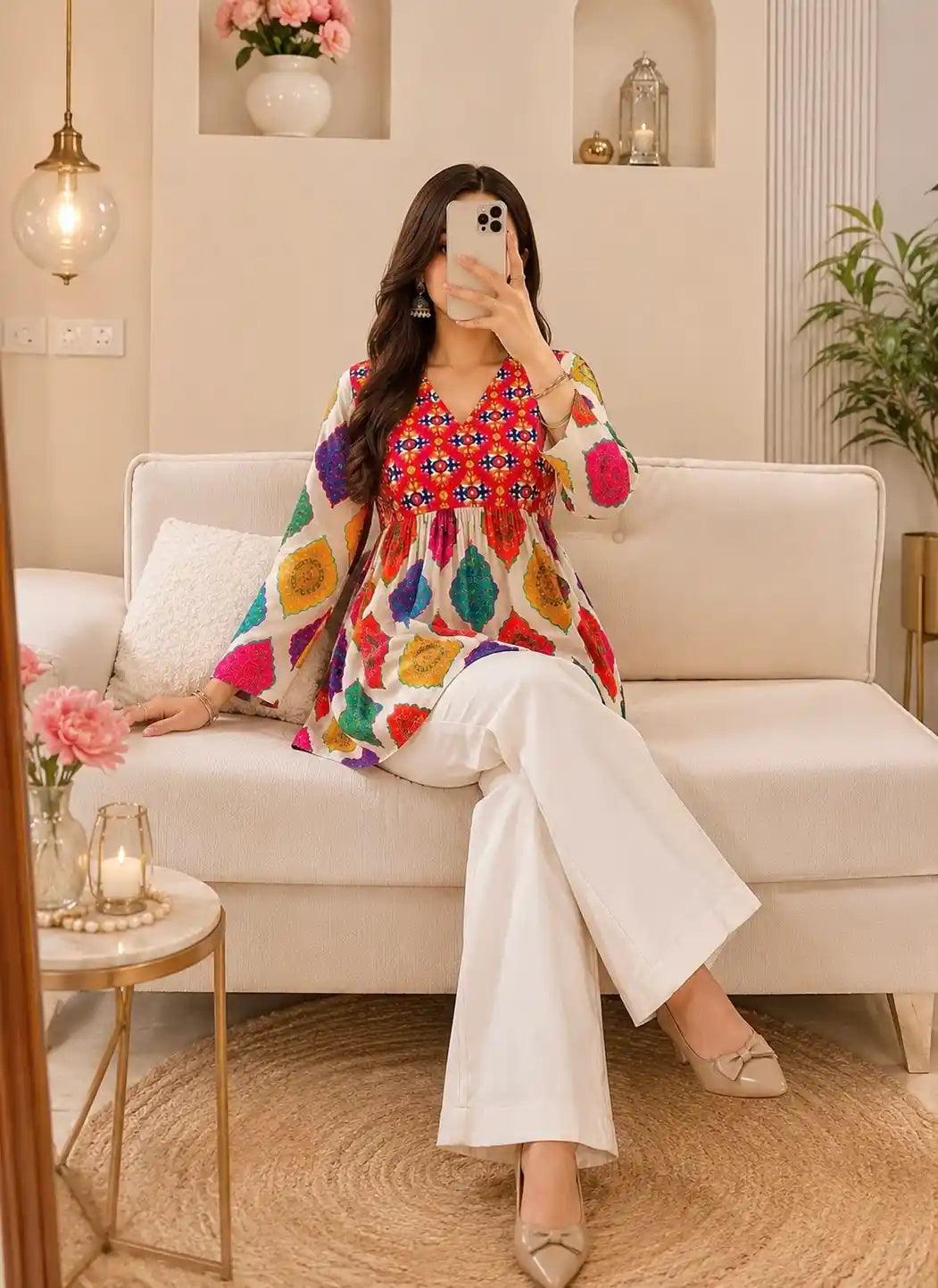 Gulnaz Vibrant Ajrakh Inspired Printed Kurta