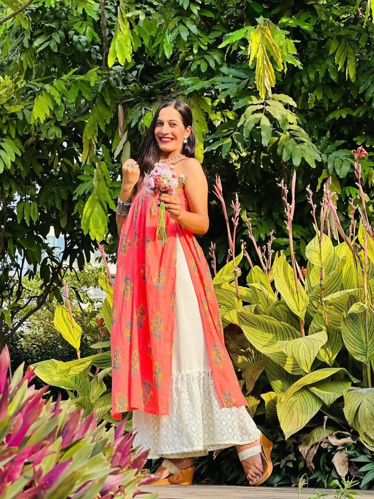Pretty In Peach Block Nyra Kurta