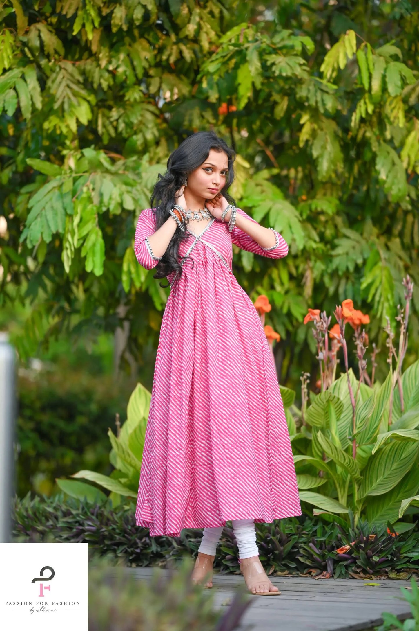 Rosebloom Pink Lehriya Gulnaz Anarkali