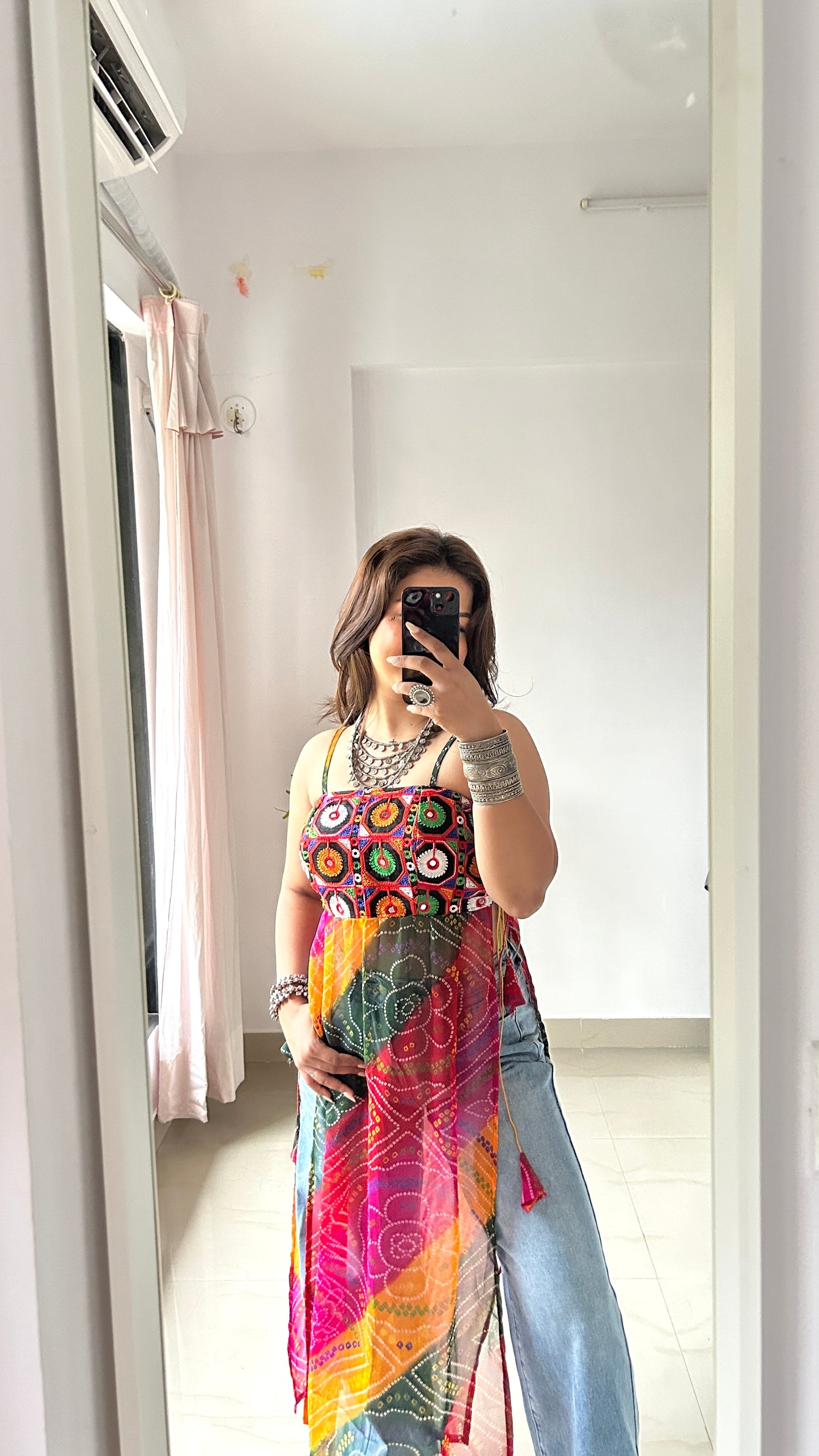 Ayesha’s Boho Bloom Bandhej Tie Kurti